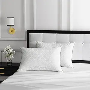 kate spade new york Spade Floral Soft & Lofty Bed Pillow, Adjustable Down Alternative Pillow, 400 Thread Count Cotton Cover, Best for Back or Stomach Sleepers, Standard/Queen, White