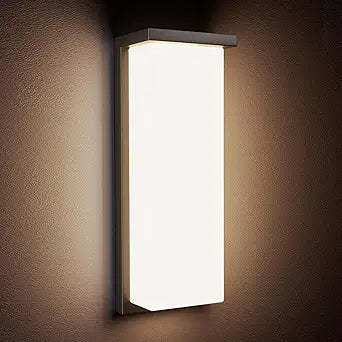 Modern Black Outdoor Wall Light Fixtures, 18/20/22W Porch Lights, IP65 Waterproof, 3-Color Temp Adjustable, Dawn to Dusk Exterior Sconces for House, Front Door, Rectangular Wall Mount
