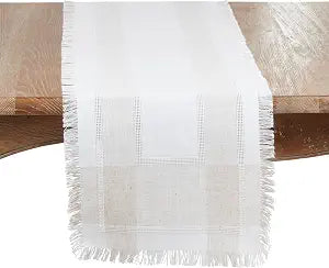 SARO LIFESTYLE Fringed Table Runner  Non-Reversible Decorative Table Runner for Dining & Console Tables, 16"x72"