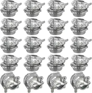 20 Pcs Clamp Type Cable Connectors 1/2 Inch Conduit Clamp, Electrical Box Wire Clamps for NM Cables, Electric Wires, Metallic Conduit Protect Cables, Zinc