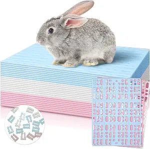 BBTO 24 Pieces Plastic Rabbit Cage Mat Durable Rabbit Feet Pad Small Animal Feet Pad Cage Resting Mat with a Convenient Connectors, Bunny Pads for Easy Cleaning for Bunny Rat Guinea Cats(Multicolor)