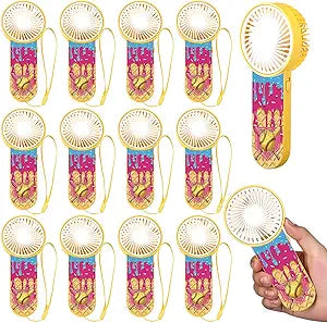 Retisee 12 Pcs Ice Cream Drip Softball Hand Fans Small Portable Handheld Fan Bulk with Lanyard Electric Cute Battery Powered for Softball Team Gift Game Day Outdoor Sport Cooling Party Favors