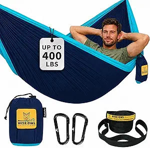 Wise Owl Outfitters Camping Hammock  500lbs Portable Hammock with Tree Straps - Travel, Backpacking, Hiking, Outdoors Camping Gear - Single or Double