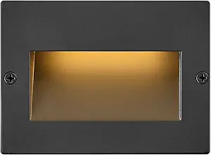 Hinkley Taper 12V Integrated LED Horizontal Step Light, Aluminum, Etched Glass, ADA Compliant, Recessed Mount, Outdoor Security Deck, Wiring Kit Included, Satin Black Finish
