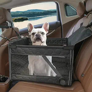 Dog Car Seat for Small and Medium Dogs,Waterproof Fabric with Breathable Mesh&Adjustable Dog Seat Belt for Car,Dog Bed for Back Seat Up to 30 LB-Small Black
