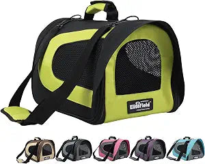 EliteField Deluxe Soft Pet Carrier (3 Year Warranty, Airline Approved), Multiple Sizes and Colors Available (20" L x 11" W x 11" H, Black+Lemon Green)