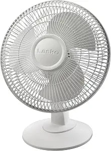 Lasko 12" Oscillating Table Fan for Home, Offices, Bedrooms, Living Rooms, 3-Speeds, Widespread Oscillation, Tilt-Back Fan Head, Portable, White, 2012