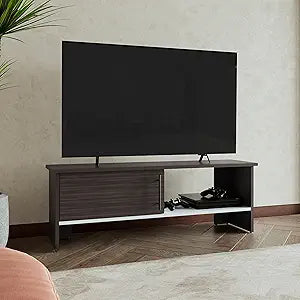 Tuhome Navia 47" Wide Modern TV Stand with One-Door Cabinet and Open Shelf, Media Console with Cable Management for Living Room, Entertainment Center for TVs up to 54", Stylish Storage Organizer