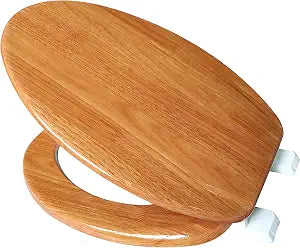 J&V Textiles Elongated Toilet Seat With Easy Clean & Change Hinge (Wooden)