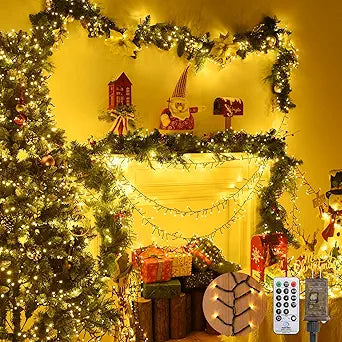 2000 LED Warm White Christmas Lights: 147Ft Twinkle Lights for Christmas Tree with Remote - Waterproof Fairy Lights Firecracker Plug in String Lights for Garden Wedding Party Indoor & Outdoor Use