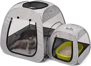 Tenrai Portable Cat Playpen, Trapezoidal Design for Better Standing, Foldable Pet Tent for Indoor and Outdoor Use of Kitten and Puppy, Dog Play Enclosure, Cat Houses & Condos