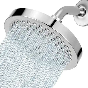 Voolan High Pressure Rain Shower Head, 6" Pressure-Boosting, Ideal for Replacement Fixed Bathroom Showerheads, Easy to Install, Renter-Friendly (Chrome)
