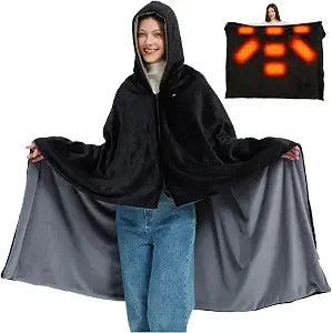 CYCYHEAT Large Heated Blanket Poncho Shawl Battery Powered,62x47 in Portable Wireless Cordless 20000mAh 7.4V Battery Electric Blankets