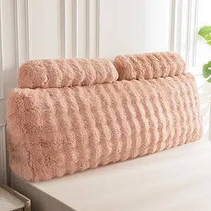 HIGOGOGO Headboard Pillow Queen,Ultra-Soft Wedge Pillow with 2 Cylindrical Neck Pillows,Memory Foam Filling,Back Support Pillows for Bed Sitting Up, Reading & Working, Removable Cover, 59.1"x19.7"