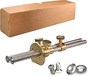 Double blade Wheel Marking Gauge Kit with 2 Extra Cutter Wheels and Screws, Small Anti Roll Brass Head, Metric Micro Adjuster Ruler, Woodworking Tools Scriber for Woodworking