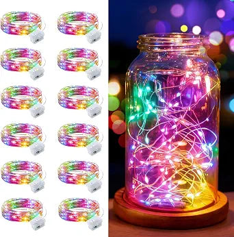 12 Pcs Multicolor Fairy Lights Waterproof 7Ft 20LED String Light