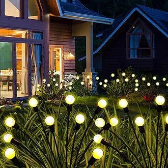 Kohlrabi Solar Garden Lights Outdoor, 10 Pack 80 LED Warm White Firefly Lights Waterproof, Sway by Wind, Solar Wind Swaying Light for Yard Patio Backyard Garden Flower Bed Pathway Decoration