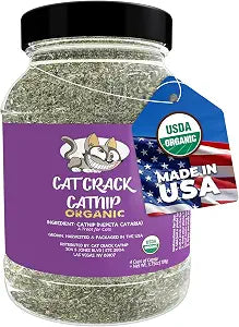 Cat Crack Organic Catnip, 100% Natural USA Made Cat Nip Organic Blend | Energizes and Excites Cats, Used for Cat Play, Training, & New Catnip Toys (4 Cups)