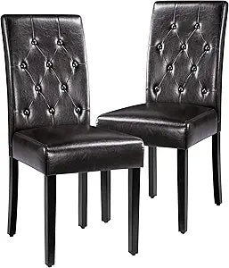 Yaheetech Dining Chairs Parsons Chair Tall Back Dining Room Side Chair with Solid Wood Legs Kitchen Chairs for Home Kitchen/Living Room/Dining Room/Restaurant/Hotel Brown, 2pcs