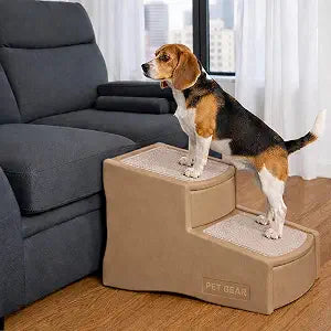 Pet Gear Easy Step II Pet Stairs, Sand Dune, 2 Step | For Cats/Dogs up to 150 Pounds, Portable, Removable Washable Carpet Tread, No Tools Required