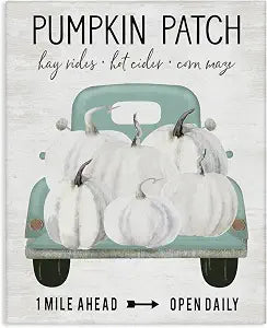 Pumpkin Patch Mile Ahead Sign, 24 x 30 Inch Canvas Wall Art