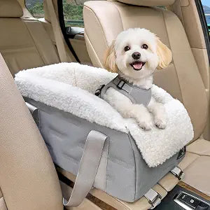Center Console Dog Car Seat for Small Dogs Under 12 lbs  Secure Booster Seat with Safety Tether, Fits Most Cars & SUVs, Soft Washable Cushion, Portable Carrier Ideal for Pet Travel