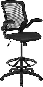 Flash Furniture Kale Mid-Back Swivel Office Chair with Adjustable Foot Ring, Lumbar Support, and Seat Height, Ergonomic Mesh Executive Chair, Black