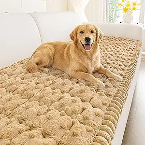 Smiry Couch Covers for Dogs Washable, Non Slip Fuzzy Pet Couch Covers for Sofa, Soft Thick Sofa Slipcovers Furniture Protector Pet Friendly (Camel, 27.6" x 88")