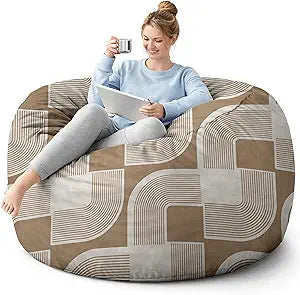 Bean Bag Cover (No Filler) Dutch Velvet Comfy Bean Bag Chair Cover Washable for Stuffed Animal Bean Bag Storage, Big Bean Bag Covers for Adults Kids Teens, 5FT, Boho Print
