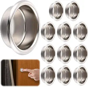 Feekoon 12 Pack 3/4" Closet Door Finger Pulls, Satin Nickel Finger Pulls