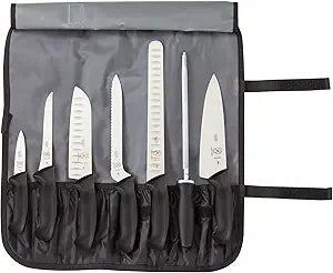 Mercer Culinary Millennia 8-Piece Knife Roll Set, Black Handles