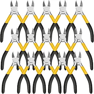 Lasnten 15 Pcs 5" Wire Cutters Precision Cutting Pliers Side Diagonal Cutters Small Wire Clippers Spring Loaded Flush Cut Snips with Nonslip Handle for DIY Jewelry Making Crafting Model Kits Zip Ties