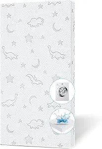 2" x 27.5" x 52" Crib Mattress Topper, High Density Foam Toddler Mattress Topper with Waterproof Cover Fits Standard Size Cribs