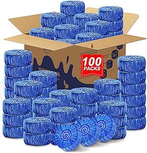 Msvvko Toilet Bowl Cleaners,100 Pack Blue Toilet Tablets with Fresh Scent, Household Toilet Cleaner Continuous Cleaning, Prevent Various Stains & Odors Build Up - Septic Friendly