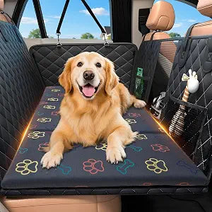 Anti-Scratch&Chewers Dog Car Seat Protector with Soft&Durable Vegan Tech Fabic, Waterproof Pet Bed or Back Seat Cover for Dogs, Easy Wipe-Clean and Versatile for Travel,Home,Outdoor (Gray,5124)
