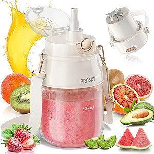 Portable Blender, Prasky Personal Blenders for Shakes and Smoothies with 27oz Cup, Lid and Shoulder Strap,Type-C USB Rechargeable, Personal Size Blenders BPA-free for Gym/Travel/KitchenWhite