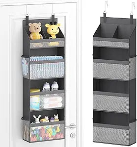 Lifewit 4 Tier Over the Door Organizer, Diaper Hanging Storage, Gray