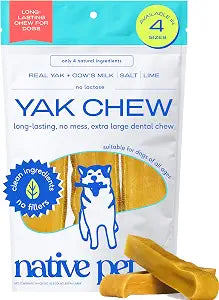 Native Pet Yak Cheese Himalayan Dog Chews XLarge - Long Lasting Dental Sticks for Extra Large Breeds  100% All Natural Himalayan Yak Chews  Cheese Bone for Aggressive Chewers - 3 Per Pack