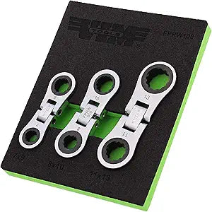 VIM Tools Nano Flex Ratcheting Wrench Set - 3pc Double-Sided Palm-Sized Flex Wrench Set with 72 Tooth
