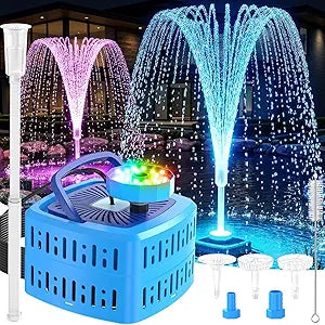 Pond Filter Pumps with Lights, 800GPH Pond Pump with Filter Fountain Kit,130W Pond Filter System with Pump Filter Kit, Koi Pond Filters for Outdoor Pond Water Features(Corded Electric)-Blue