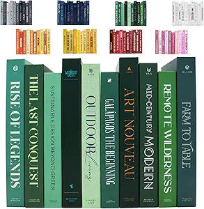 Decorative Books | Green 10 Book Set with 3 Sizes | Preassembled with Hidden Storage | Perfectly Stackable for Easy Home Staging | Book Decor to Elevate Your Space | Home Decor Made Simple!