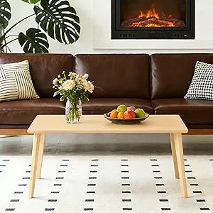 Wooden Folding Coffee Table, Japanese Low Floor Table, No Assembly Required, Natural Wood, 26 x 15.3 x 11.8 Inches