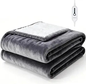 Heated Blanket Electric Throw Blanket- 50''x60'' Heating Blanket Throw 4 Hours Auto-Off & 4 Heating Levels Over-Heat Protection, Machine Washable Flannel Sherpa, Electric ETL Certification