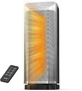AEOCKY Newly Upgraded Space Heaters for Indoor Use, 1500W Metal Electric Space Heater with AI Thermostat, Tower Heater with ECO Mode, Oscillating, Remote, Timer for Office, Home, Bedroom