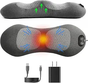 Triple Fusion Back Massager with Stretching, Vibration and Heat, 3-in-1 Electric Lumbar Pillow for Lower Back Tension Relief, Deep Tissue Relaxation Massage for Home, Office, Bed, Sofa, and Car Use