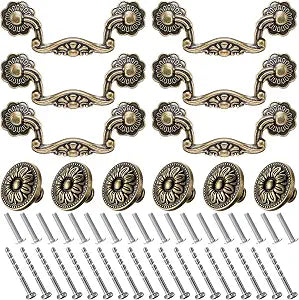 12 Pcs 3" Vintage Drop Bail Drawer Pulls Handles Knobs, Floral
