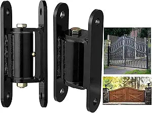 Heavy Duty Gate Hinge  1100 Lbs Max Load,90 Inward/Outward Swivel,Carbon Steel with Built-in Roller Bearings, 7" Length for Large Metal/Wooden Gates,Driveway Gates(Bolted or Welded Installation)