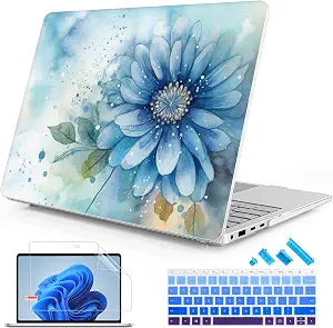 Mektron Case for 13.8" Microsoft Surface Laptop 8/7 (2026/2024) Surface Laptop 13.8 Inch Cover Fits Model 2036, Keyboard Cover +Screen Protector +Dust Plugs, Watercolor Blue Flower