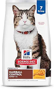 Hill's Science Diet Adult 1-6 Hairball Control Dry Cat Food, Chicken, 7 lb. Bag