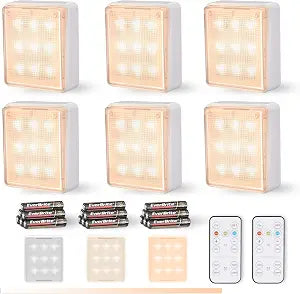 EverBrite 6PC Closet Lights, LED Tap Light Push Lights with Remote Control